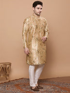 KOMPANION Men's Cream Digital print Kurta