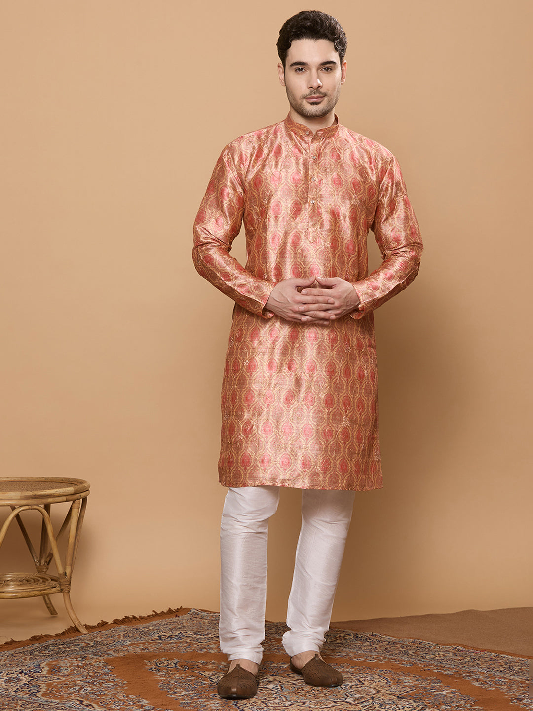 KOMPANION Men's Red Digital print Kurta