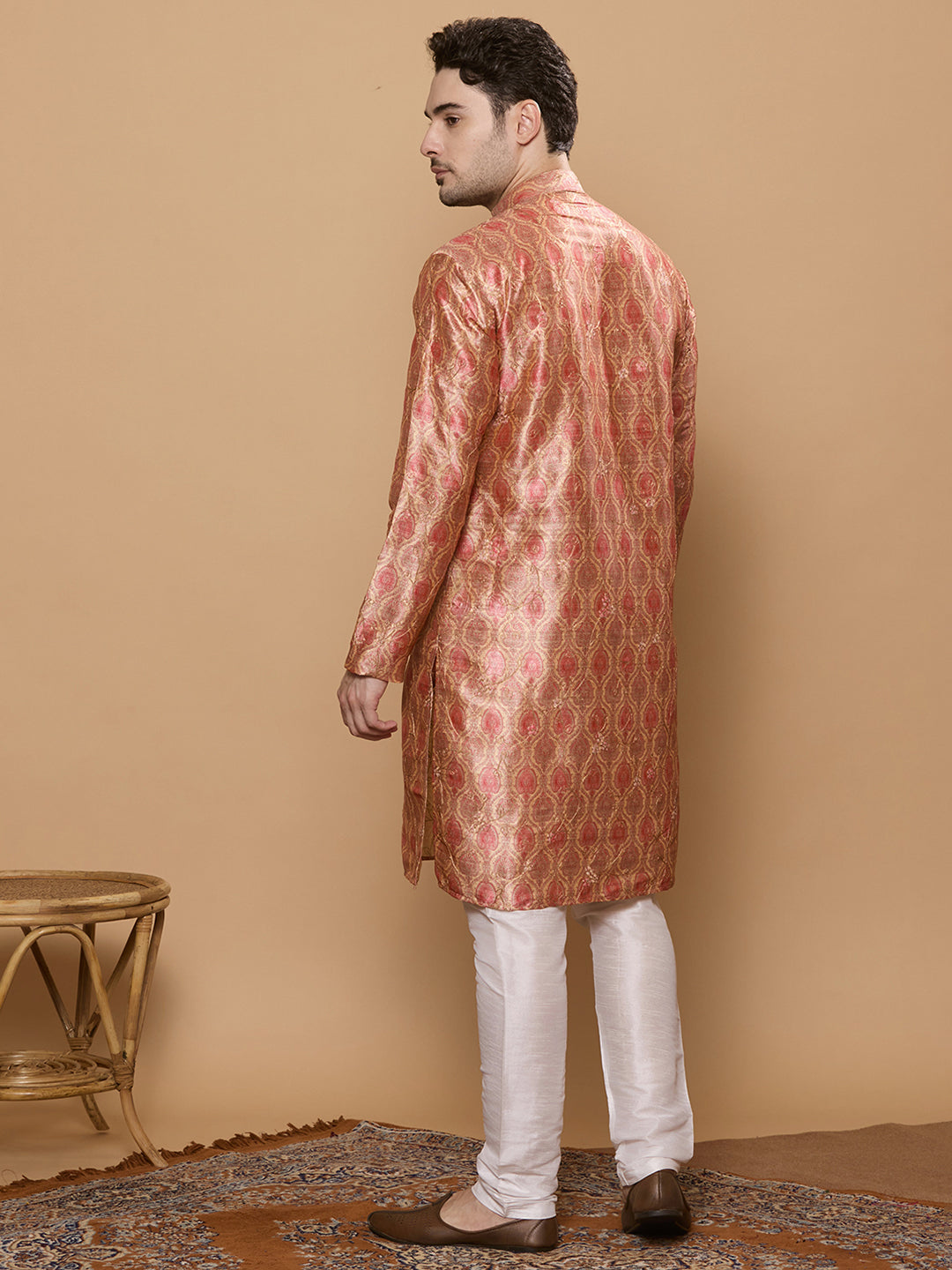 KOMPANION Men's Red Digital print Kurta