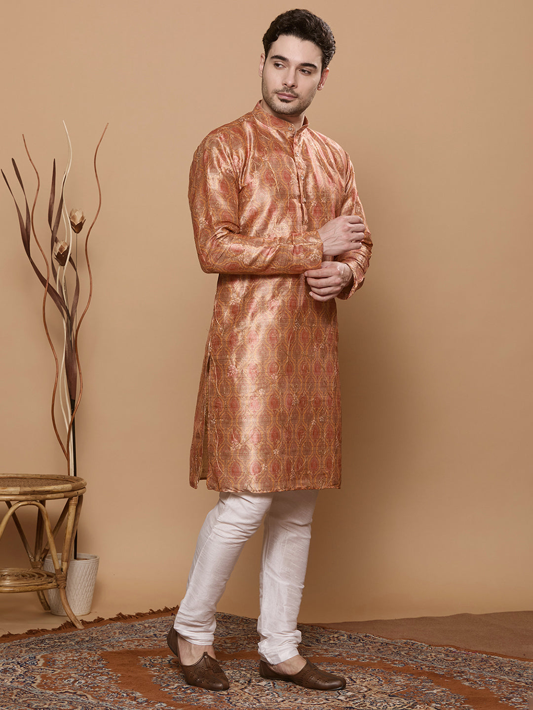 KOMPANION Men's Yellow Digital print Kurta