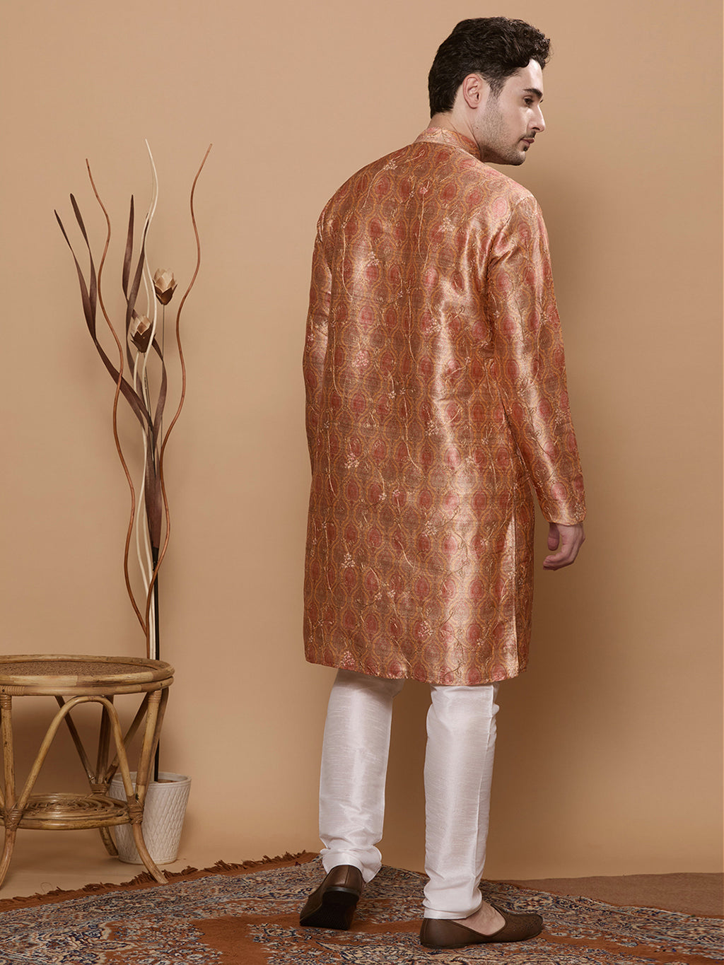 KOMPANION Men's Yellow Digital print Kurta
