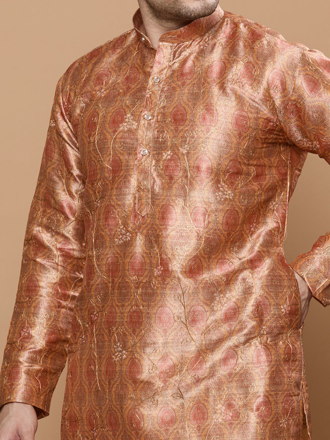 KOMPANION Men's Yellow Digital print Kurta