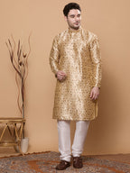 KOMPANION Men's Cream Digital print Kurta