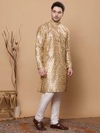 KOMPANION Men's Cream Digital print Kurta