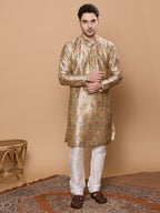 KOMPANION Men's Mehendi Green Digital print Kurta