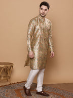 KOMPANION Men's Mehendi Green Digital print Kurta