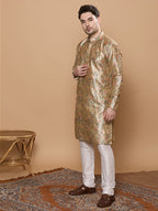 KOMPANION Men's Mehendi Green Digital print Kurta