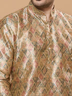 KOMPANION Men's Mehendi Green Digital print Kurta