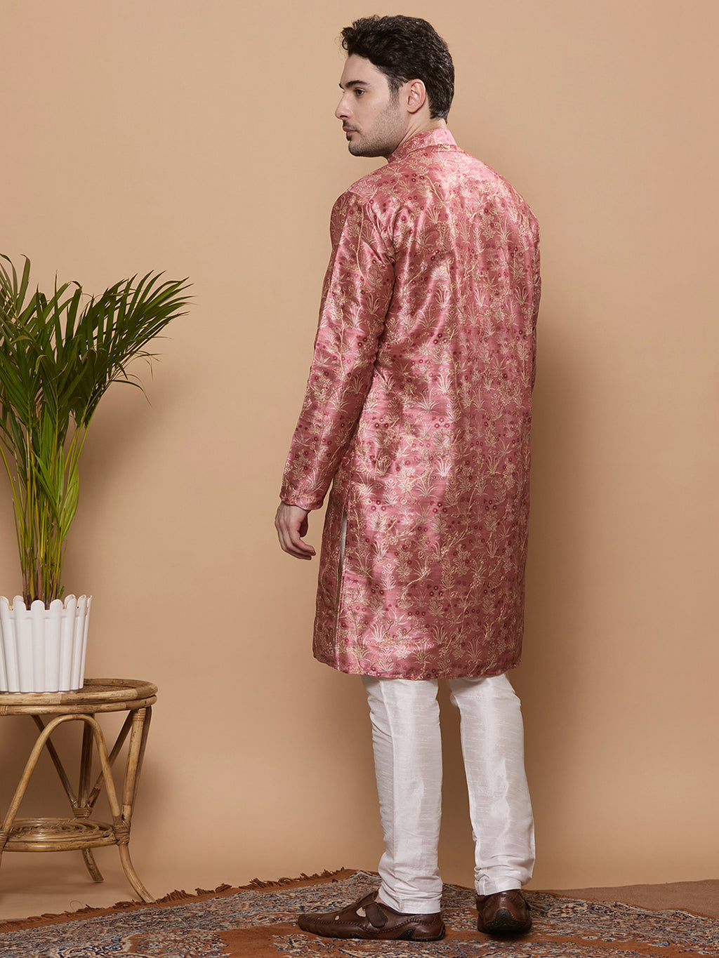 KOMPANION Men's Tomato Red Digital print Kurta