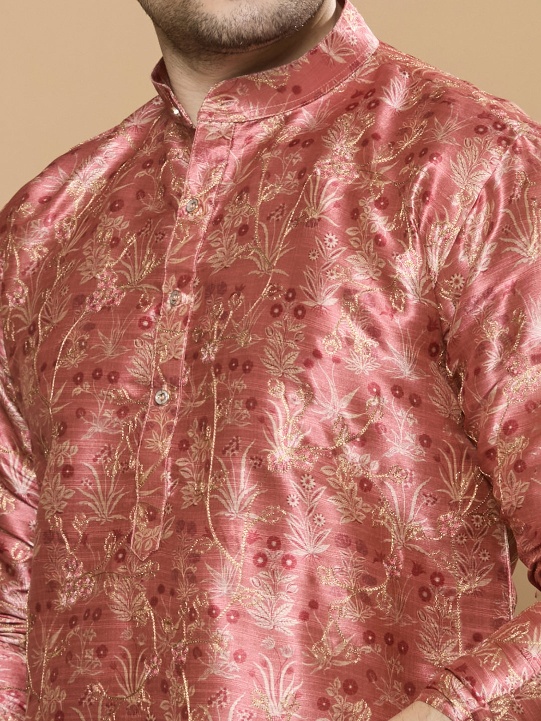 KOMPANION Men's Tomato Red Digital print Kurta