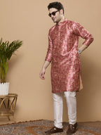 KOMPANION Men's Tomato Red Digital print Kurta