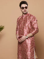 KOMPANION Men's Tomato Red Digital print Kurta