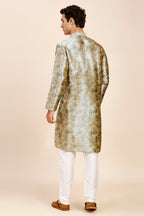 Plain Regular fit Chinese collar Kurta for Men - Light Green