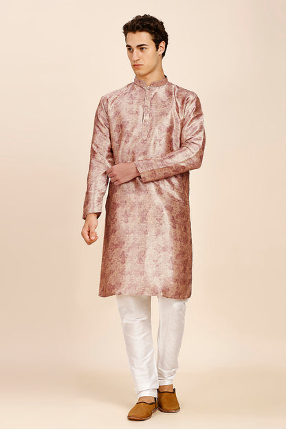 Plain Regular fit Chinese collar Kurta for Men - Onion