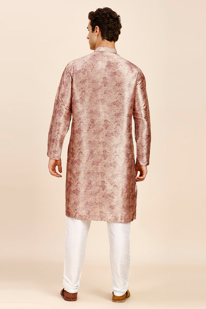 Plain Regular fit Chinese collar Kurta for Men - Onion