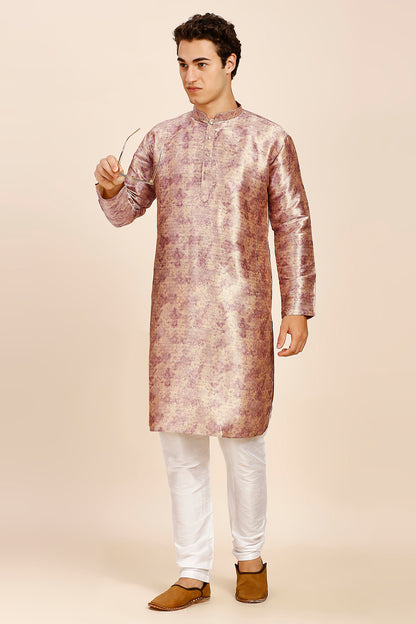 Plain Regular fit Chinese collar Kurta for Men - Onion