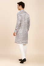 Printed Regular fit Chinese collar Kurta for Men - Grey