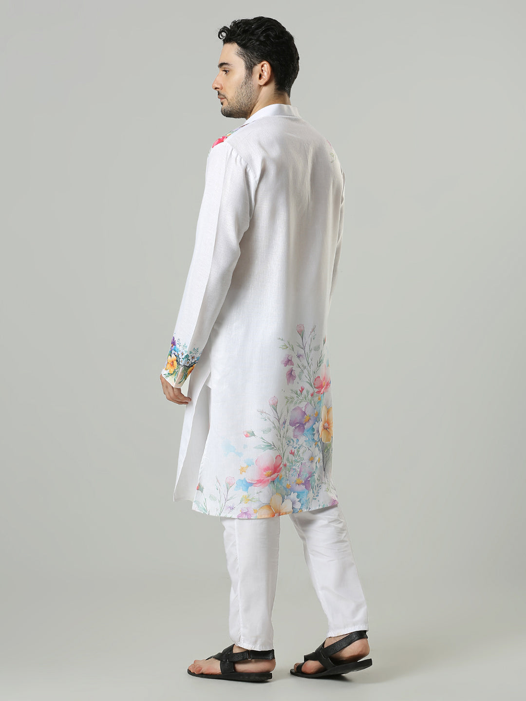 Kompanion Men's White Cotton Kurta