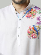 Kompanion Men's White Cotton Kurta
