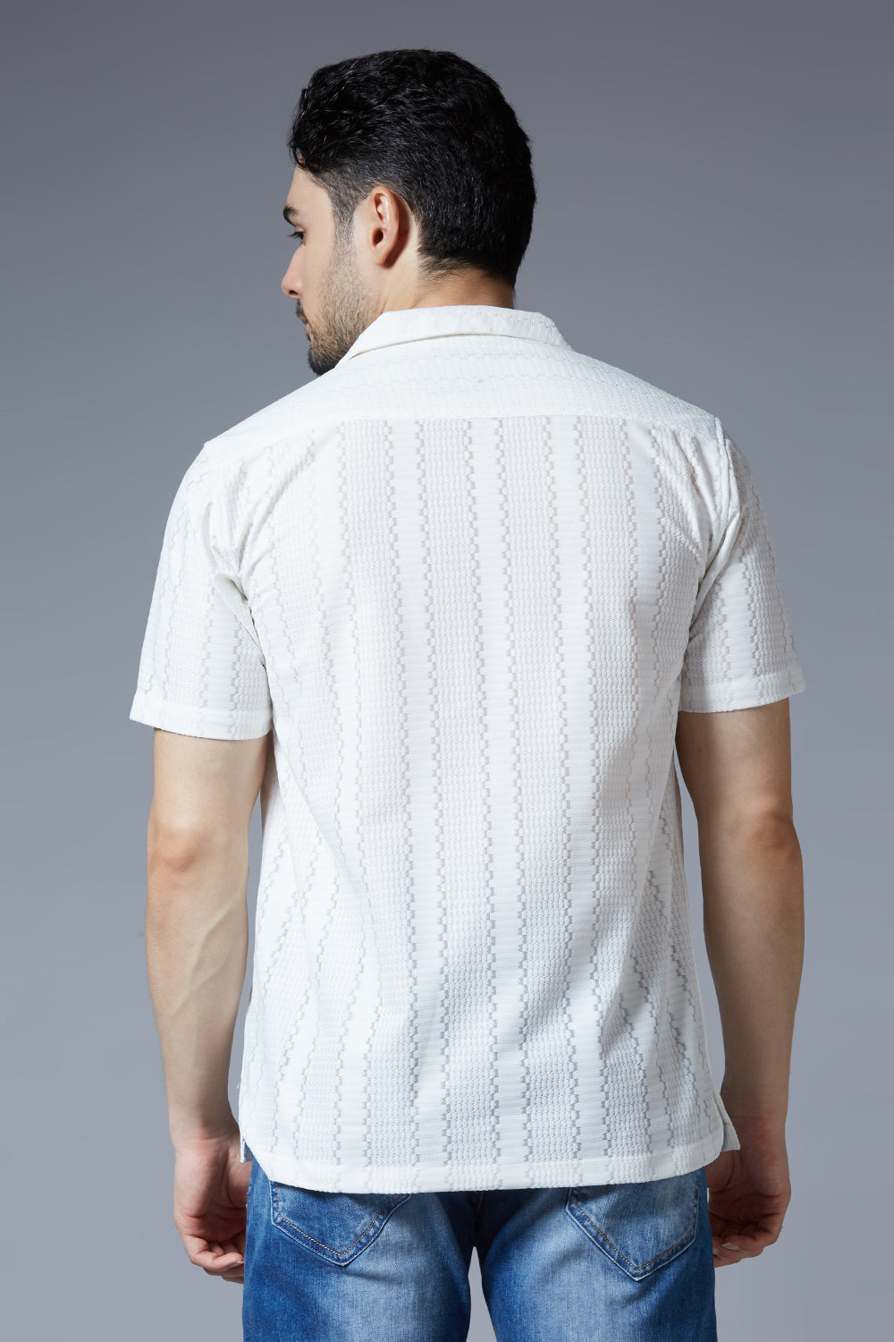 Kompanion Men's White Soft Net Shirt