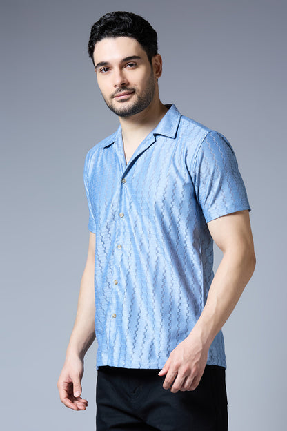 Kompanion Men's Powder Blue Soft Net Shirt