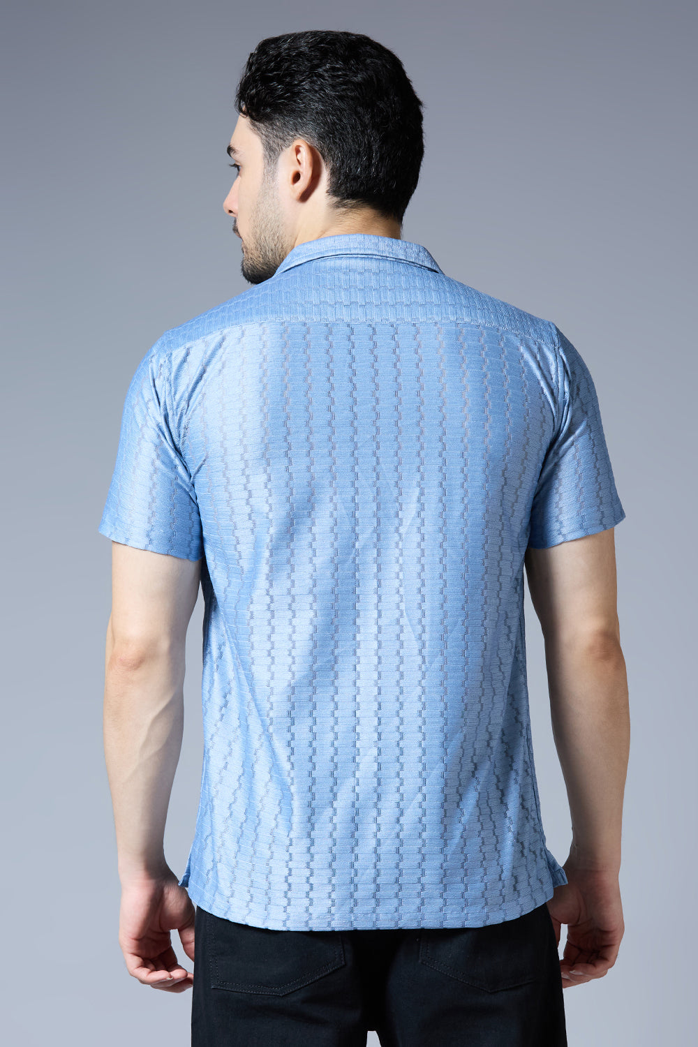 Kompanion Men's Powder Blue Soft Net Shirt