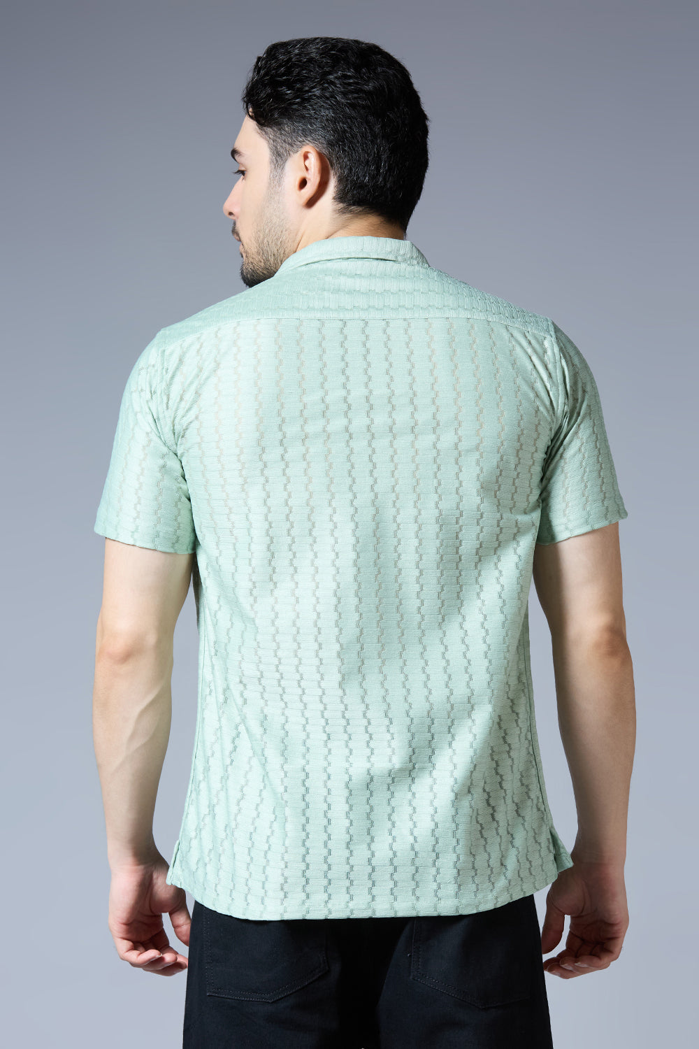 Kompanion Men's Sea Green Soft Net Shirt