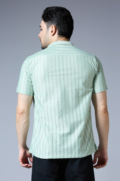 Kompanion Men's Sea Green Soft Net Shirt