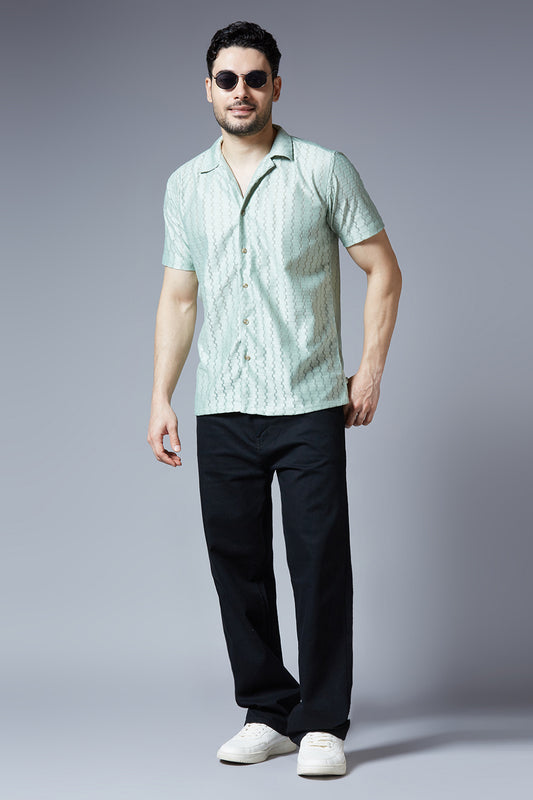 Kompanion Men's Sea Green Soft Net Shirt