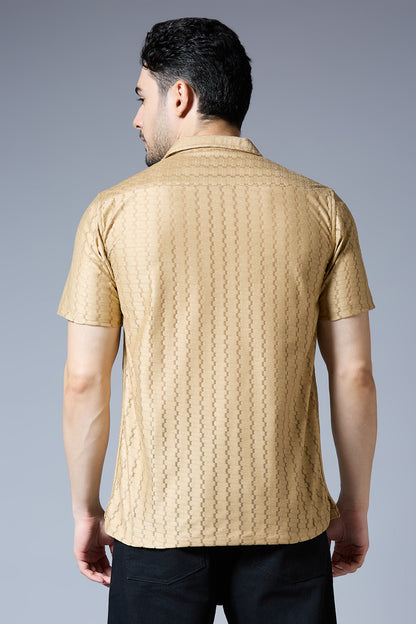 Kompanion Men's Light Brown Soft Net Shirt