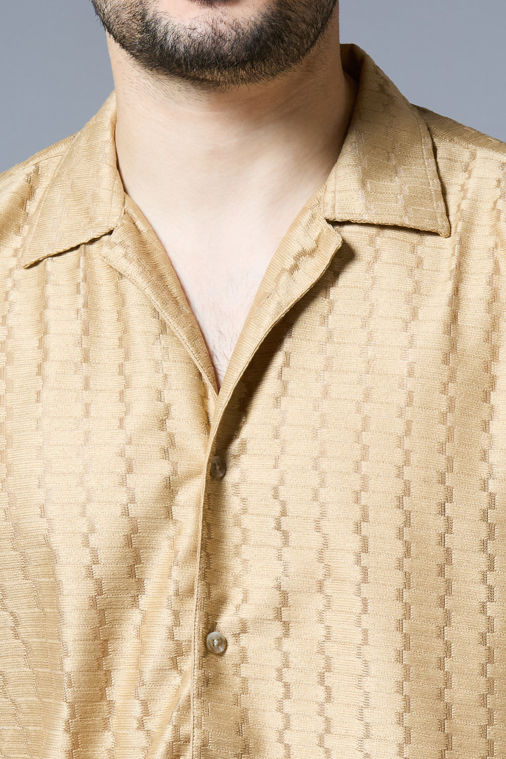 Kompanion Men's Light Brown Soft Net Shirt