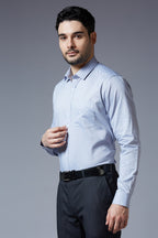 Men's Light Grey Office Wear Long Sleeves Solid Shirt - Allen Brown