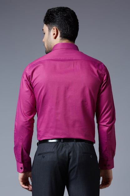 Men's Rani Pink Office Wear Long Sleeves Solid Shirt - Allen Brown