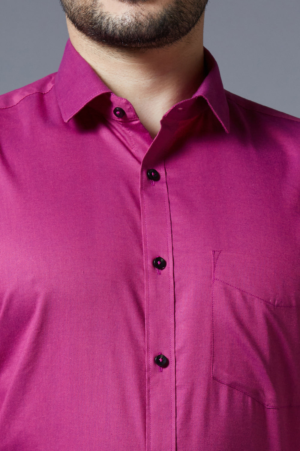 Men's Rani Pink Office Wear Long Sleeves Solid Shirt - Allen Brown