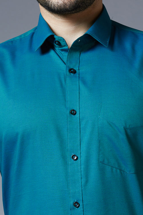 Men's Morpankhi Office Wear Long Sleeves Solid Shirt - Allen Brown
