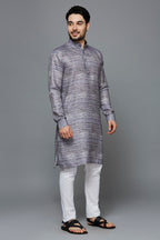 KOMPANION Men's Cotton Kurta Dark Grey