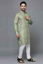 KOMPANION Men's Cotton Kurta Green