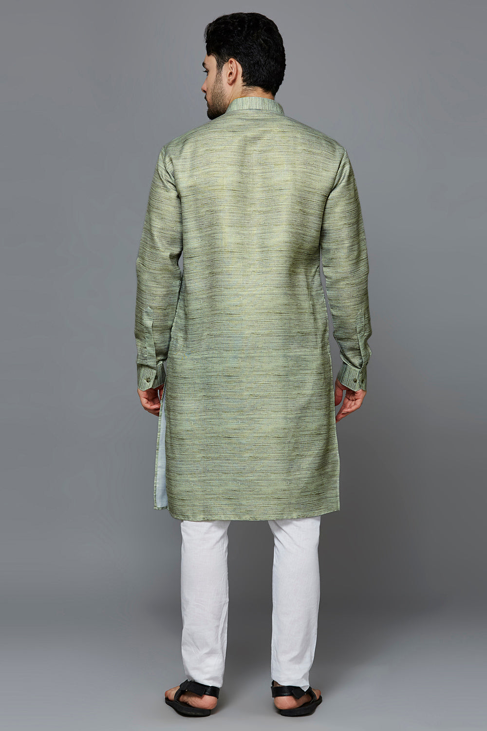 KOMPANION Men's Cotton Kurta Green