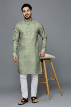 KOMPANION Men's Cotton Kurta Green