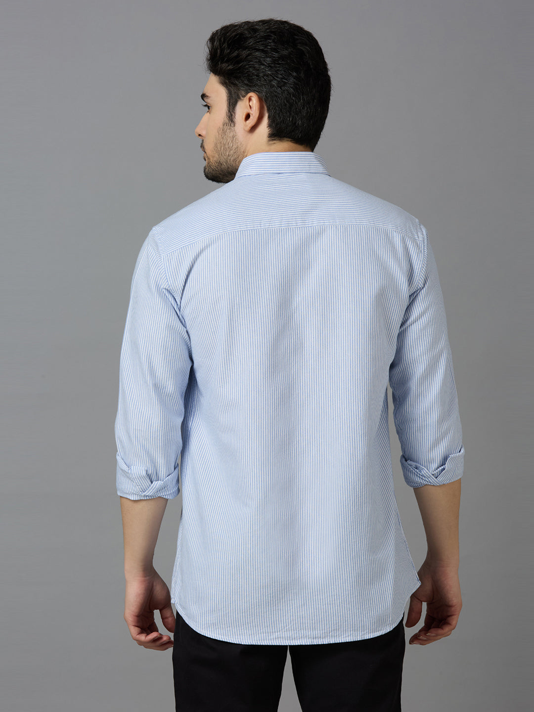 KOMPANION Smart Fit Stripe Shirt For Men BLUE