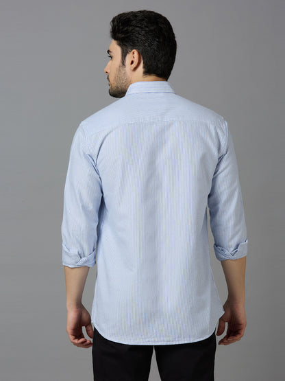 KOMPANION Smart Fit Stripe Shirt For Men BLUE
