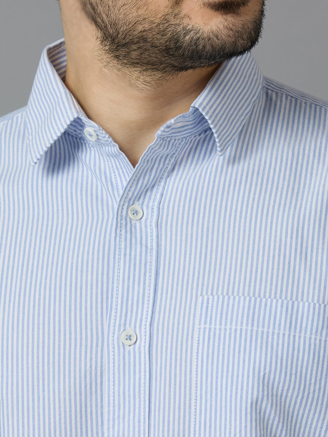 KOMPANION Smart Fit Stripe Shirt For Men BLUE