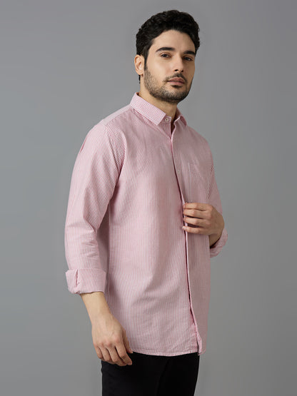KOMPANION Smart Fit Stripe Shirt For Men Red