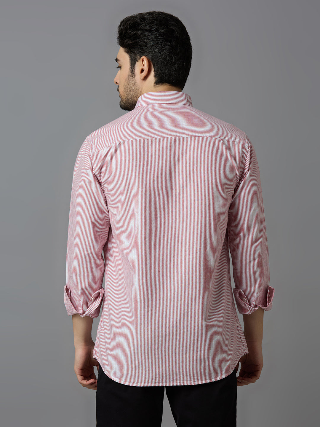 KOMPANION Smart Fit Stripe Shirt For Men Red
