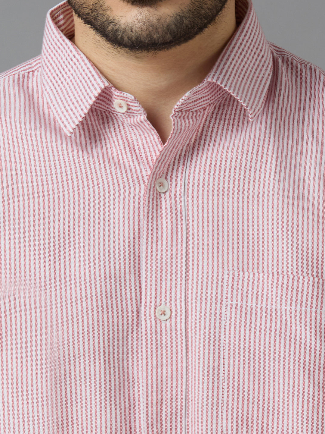 KOMPANION Smart Fit Stripe Shirt For Men Red