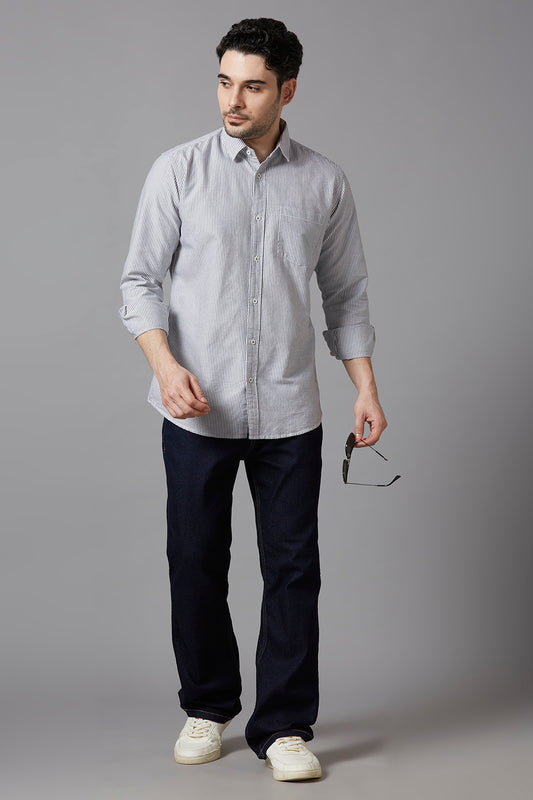 KOMPANION Smart Fit Stripe Shirt For Men Black