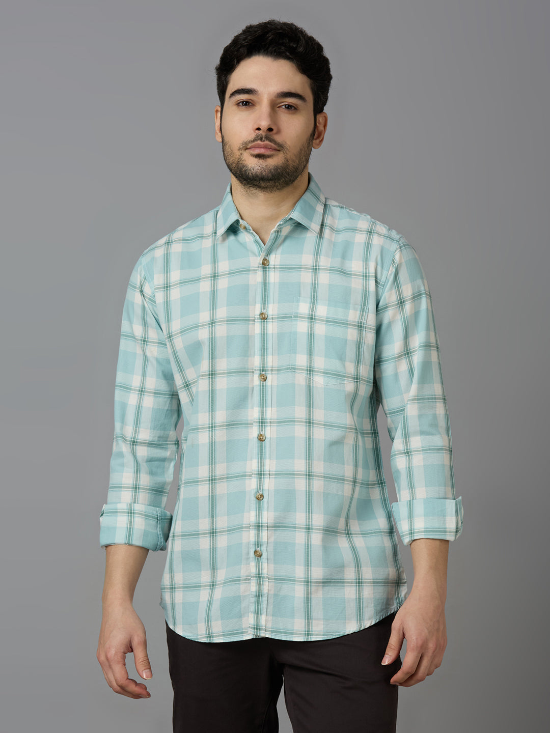 KOMPANION Smart Fit Casual Shirt for Men BLUE