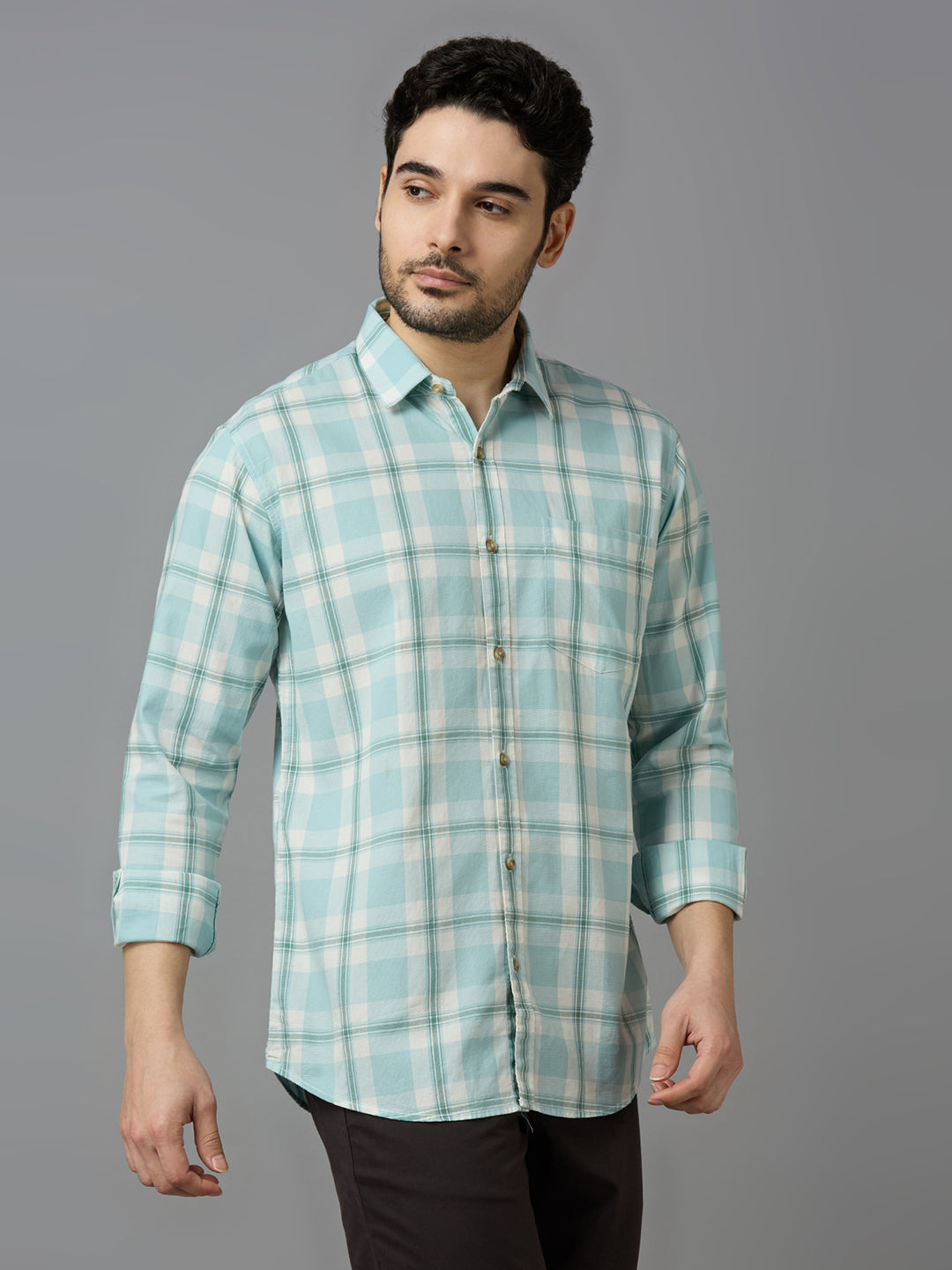 KOMPANION Smart Fit Casual Shirt for Men BLUE