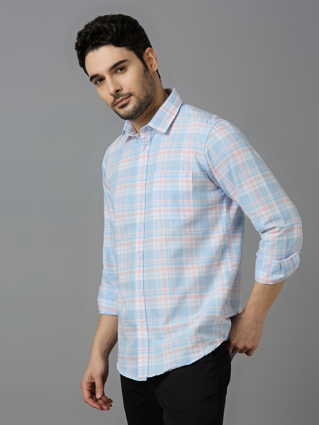 KOMPANION Smart Fit Casual Shirt for Men BLUE