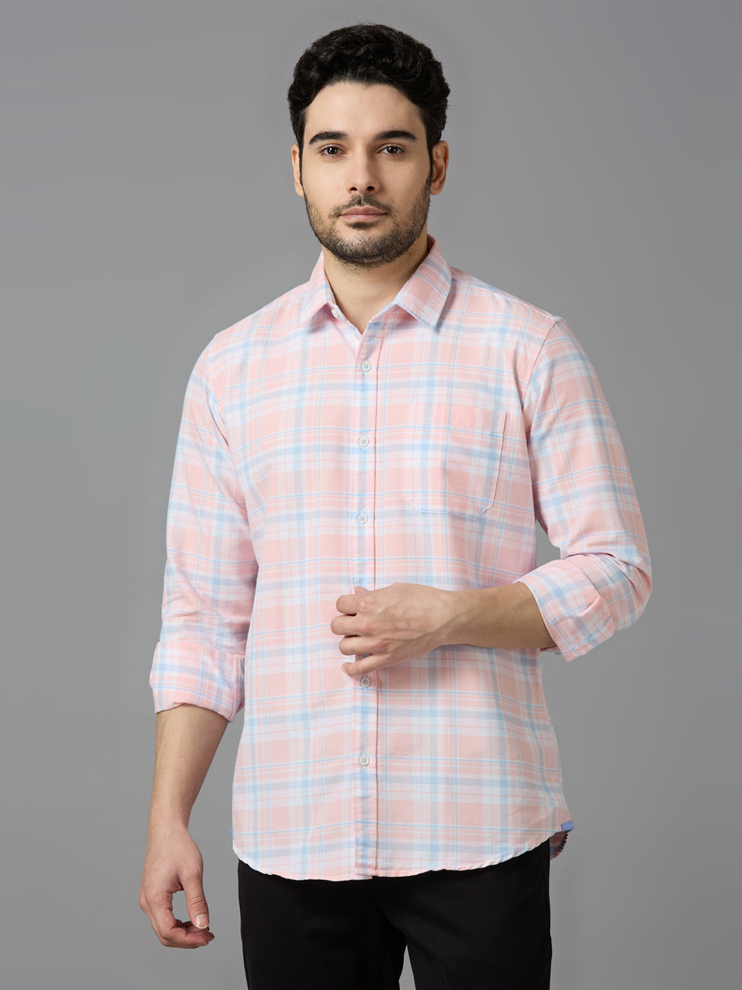 KOMPANION Smart Fit Casual Shirt for Men Pink